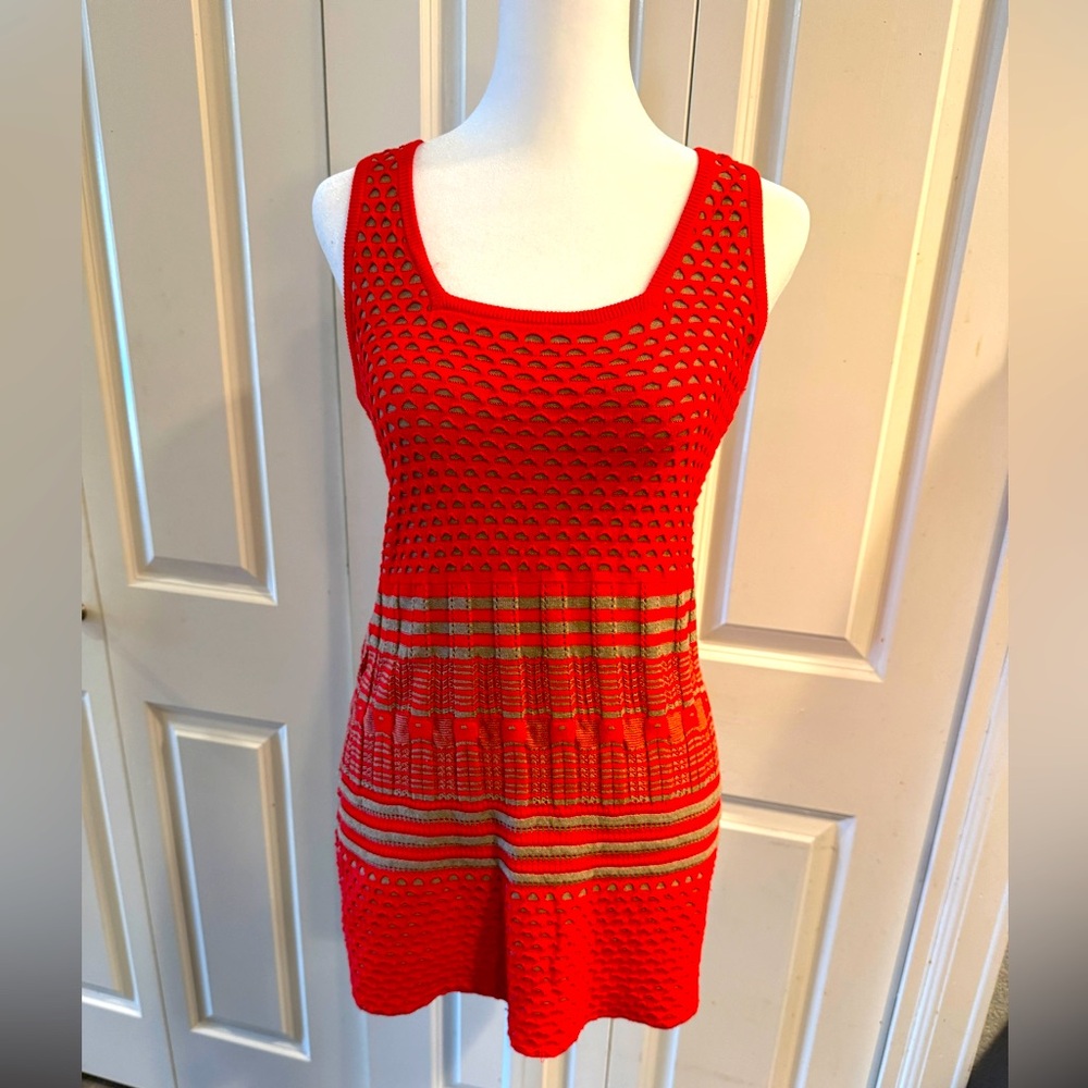 EUC… waffle knit red and nude sweater top. No tags but never worn.